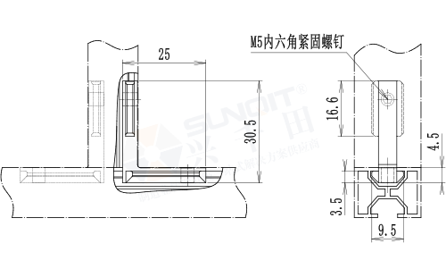托盤(pán)型材內(nèi)置固定件尺寸圖
