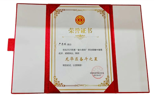 熱烈祝賀興千田嚴(yán)老師獲評(píng)2025“龍華區(qū)奮斗之星”